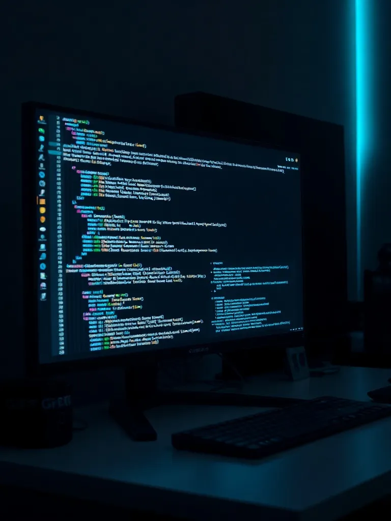 A professional clean workspace with a high-end computer moni
